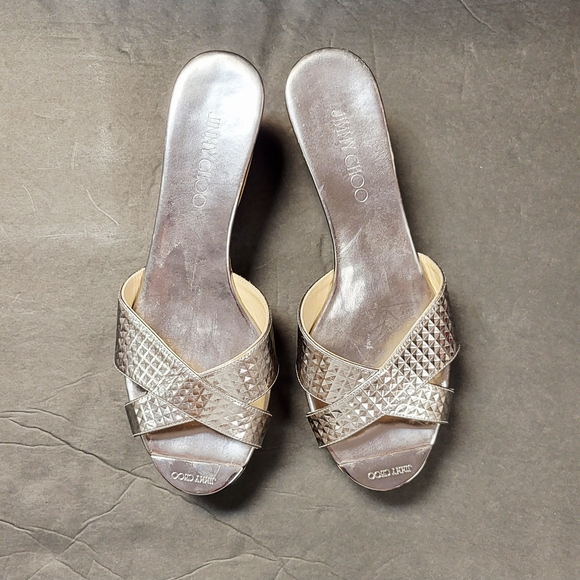 Jimmy Choo Metallic Silver Wedges - Picture 2 of 4